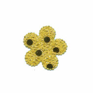 Applicatie glitter bloem geel/goud klein 25 mm (ca. 25 stuks)