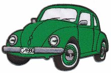 Opstrijkbare applicatie auto 'VW Kever' groen (5 stuks)