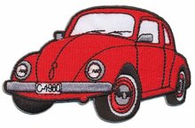 Opstrijkbare applicatie auto 'VW Kever' rood (5 stuks)