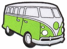 Opstrijkbare applicatie 'VW bus' licht groen (5 stuks)