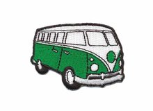 Opstrijkbare applicatie 'VW bus' groen klein (5 stuks)