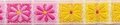Roze-geel-oranje bloemband 12 mm (ca. 22 m)