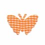 Applicatie geruite vlinder oranje-wit middel 40 x 25 mm (ca. 25 stuks)