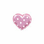Applicatie hart roze met witte stippen satijn klein 25 x 20 mm (ca. 25 stuks)