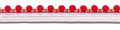 Wit-rood elastiek met bolletjes sierrand 12 mm (ca. 10 meter)