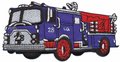 Opstrijkbare applicatie brandweerauto blauw (5 stuks)