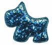 Applicatie glitter hond blauw groot 60 x 50 mm (10 stuks)
