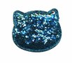 Applicatie glitter poes blauw groot 50 x 40 mm (10 stuks)