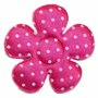 Applicatie bloem fuchsia met witte stippen satijn groot 45 mm (25 stuks)